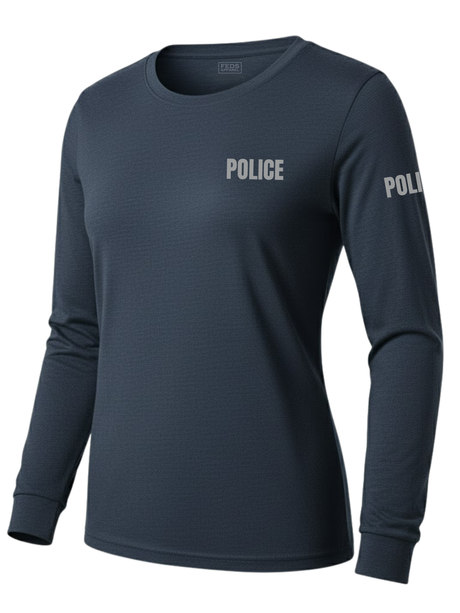 Navy Blue Police Women's Shirt - Long Sleeve (Gray)