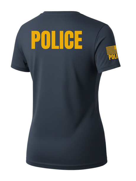 Navy Blue Police Women's Shirt - Short Sleeve (Golden Yellow)