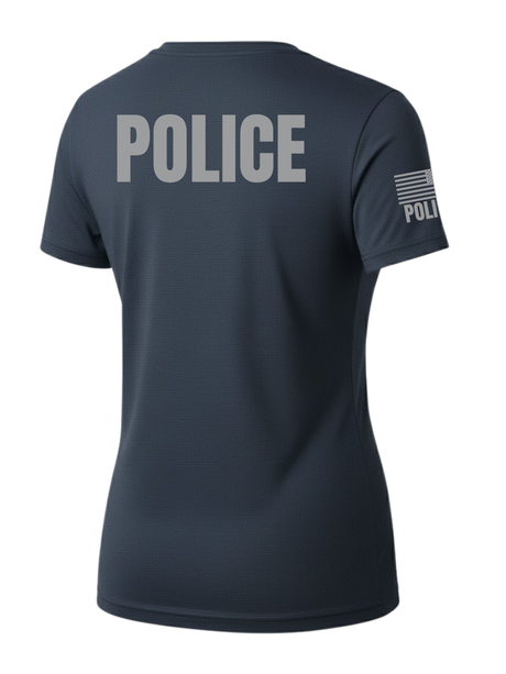 Navy Blue Police Women's Shirt - Short Sleeve (Gray)
