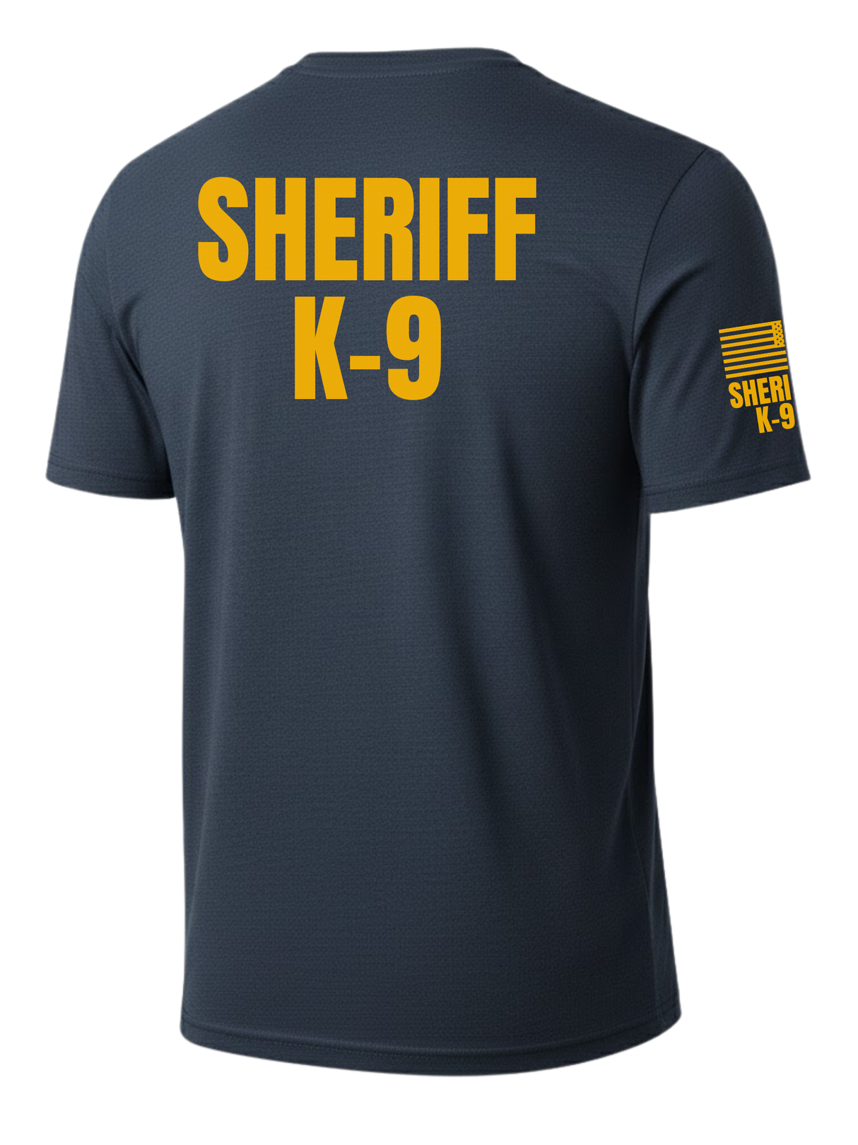 Navy Blue Sheriff K-9 Men's Shirt - Short Sleeve (Golden Yellow) - Back