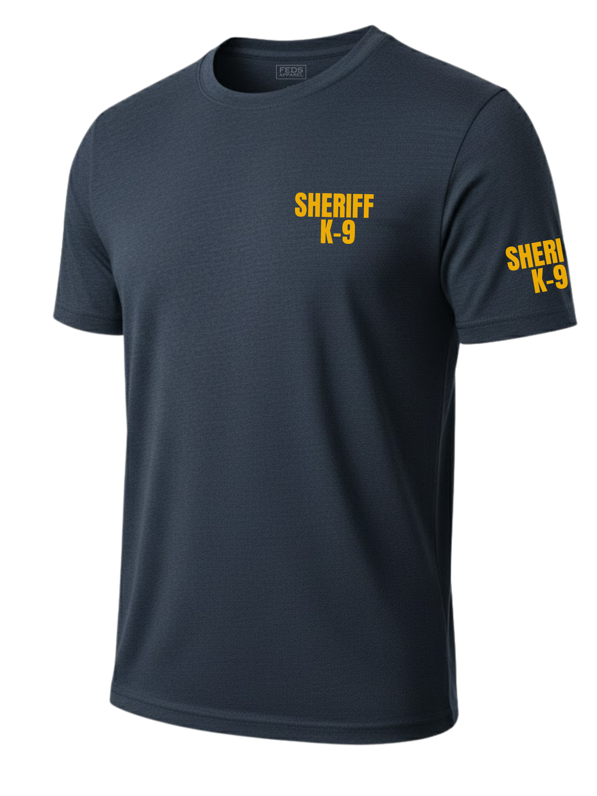 Navy Blue Sheriff K-9 Men's Shirt - Short Sleeve (Golden Yellow) - Front Police Sheriff Uniform