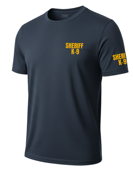 Navy Blue Sheriff K-9 Men's Shirt - Short Sleeve (Golden Yellow) - Front Police Sheriff Uniform