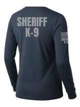 Navy Blue Sheriff K-9 Women's Shirt - Long Sleeve (Gray) - Back Police Sheriff Uniform