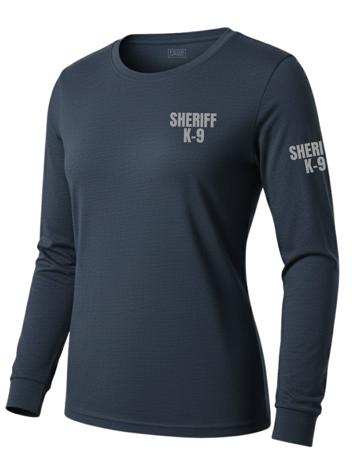 Navy Blue Sheriff K-9 Women's Shirt - Long Sleeve (Gray) - Front Police Sheriff Uniform
