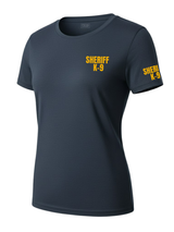 Navy Blue Sheriff  K-9 Women's Shirt - Short Sleeve (Golden Yellow) - Front Police Sheriff Uniform