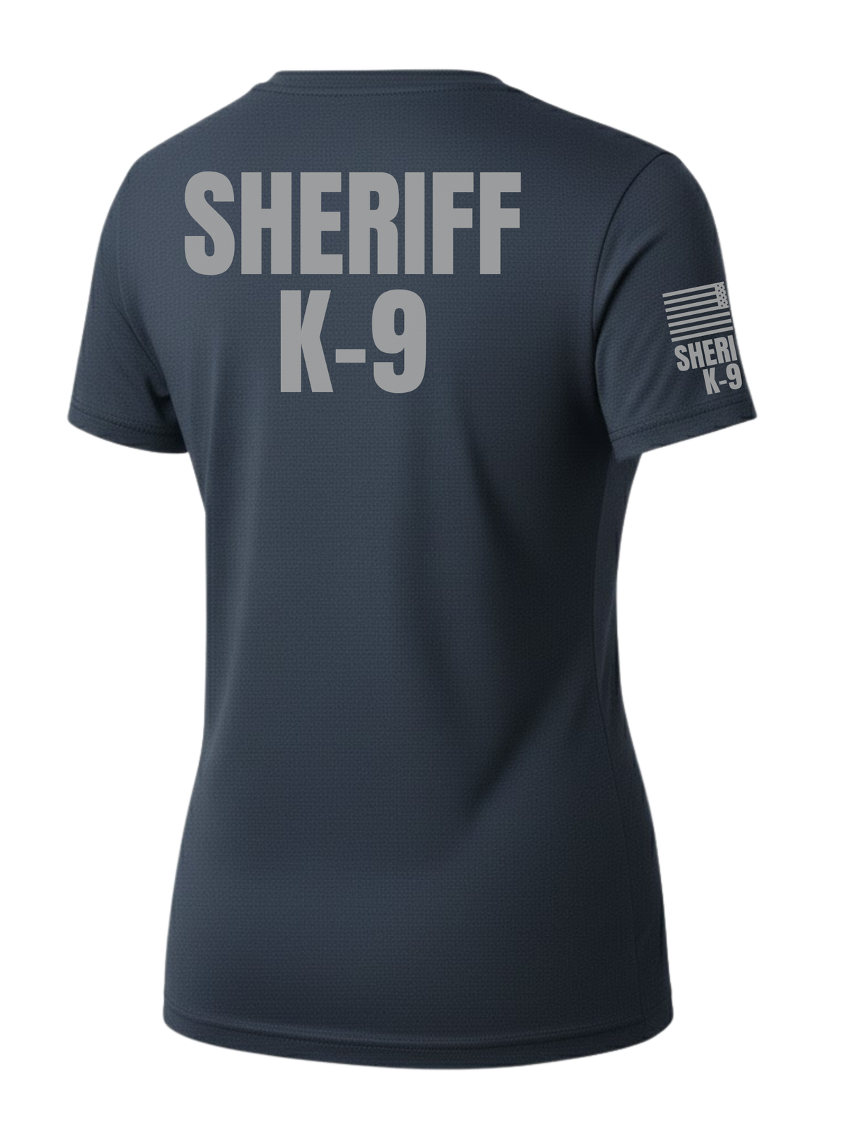 Navy Blue Sheriff K-9 Women's Shirt - Short Sleeve (Gray) - Back Police Sheriff Uniform