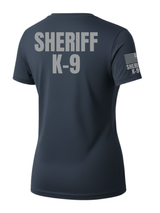 Navy Blue Sheriff K-9 Women's Shirt - Short Sleeve (Gray) - Back Police Sheriff Uniform