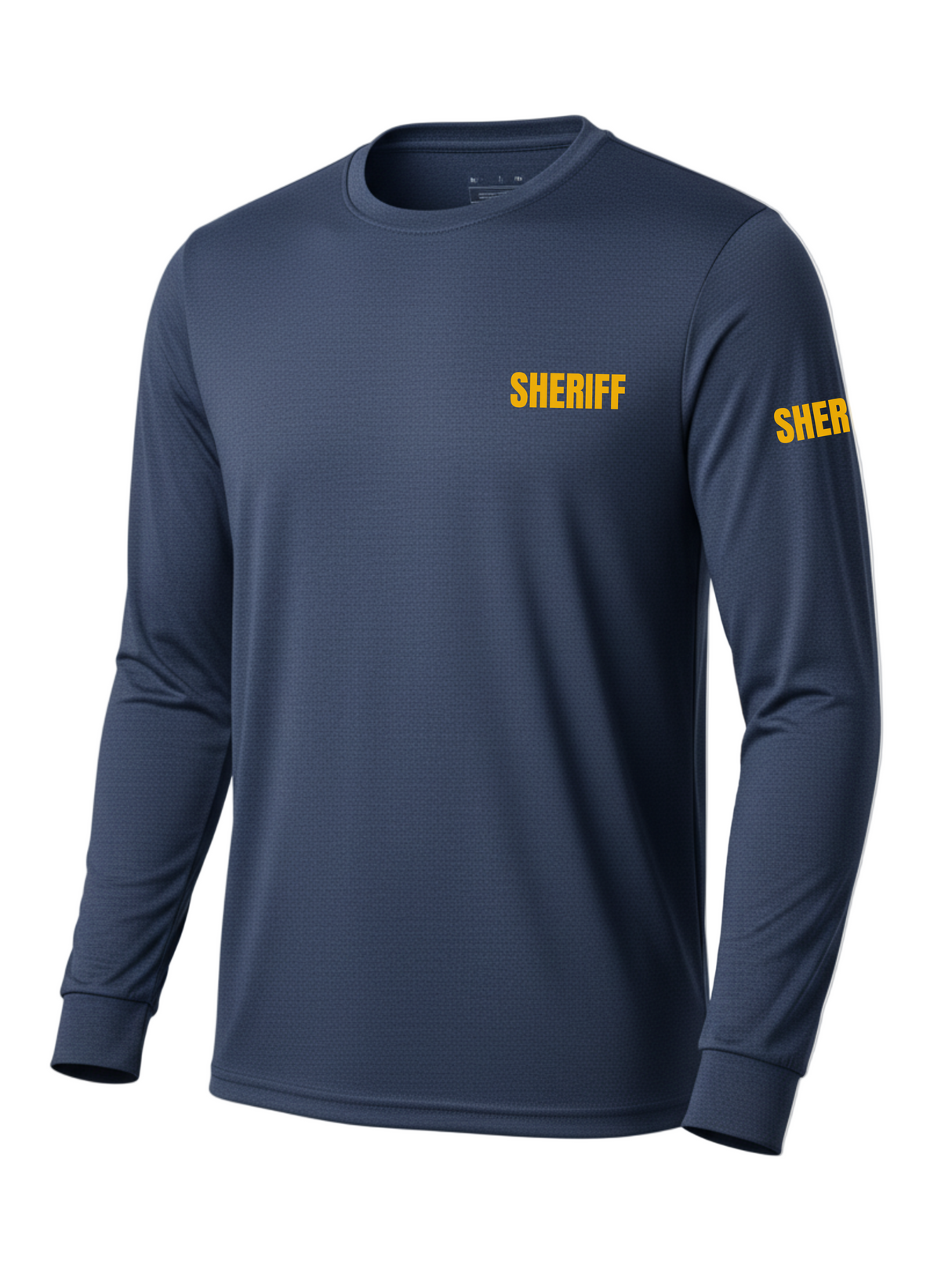 Navy Blue Sheriff Men's Shirt - Long Sleeve (Golden Yellow)