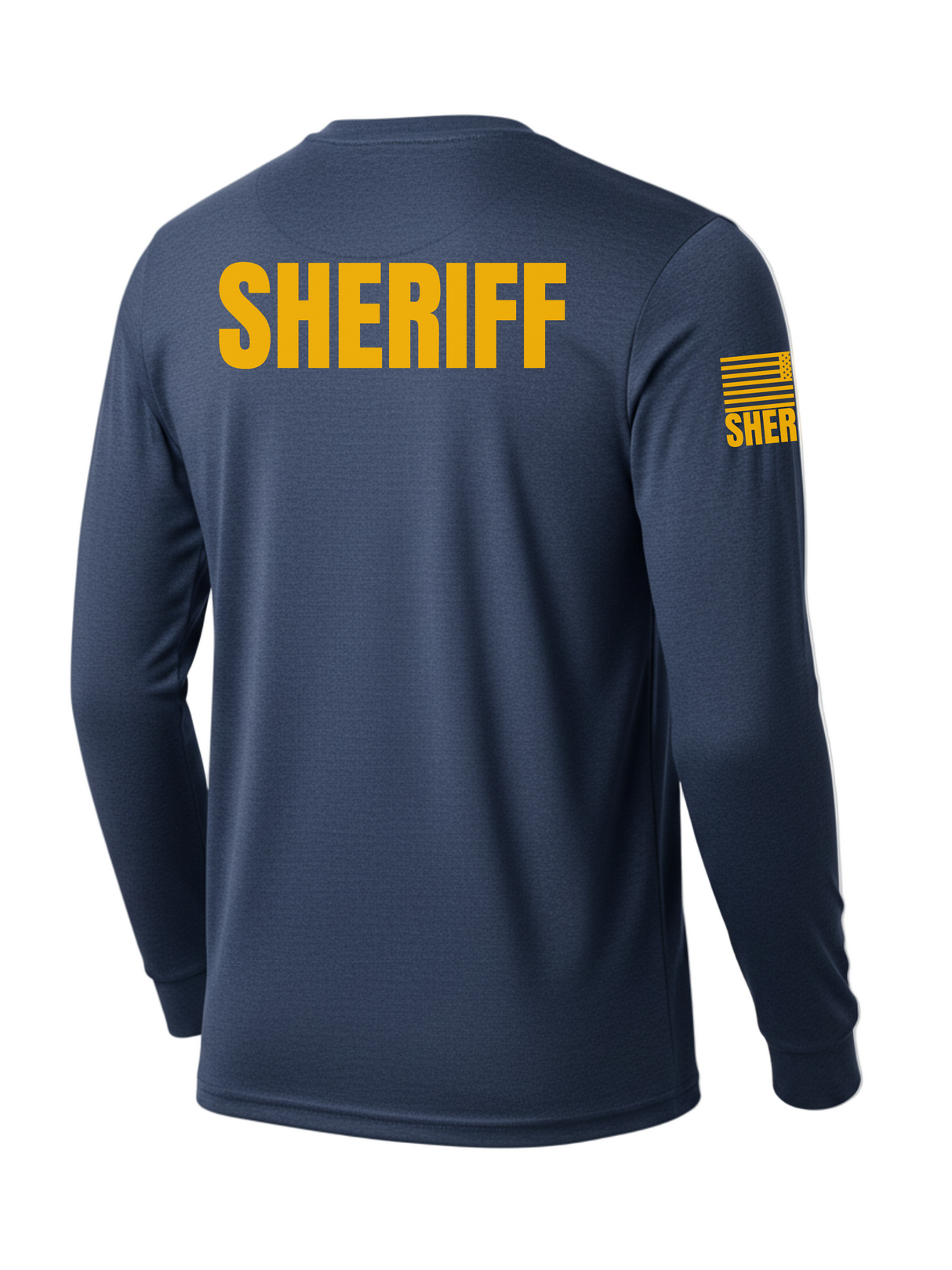 Navy Blue Sheriff Men's Shirt - Long Sleeve (Golden Yellow)