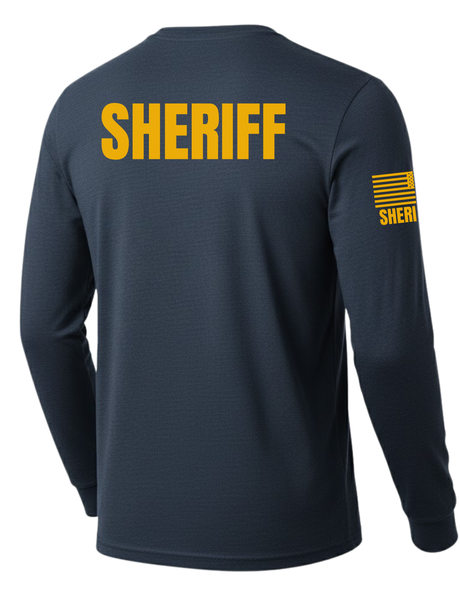 Navy Blue Sheriff Men's Shirt - Long Sleeve (Golden Yellow)