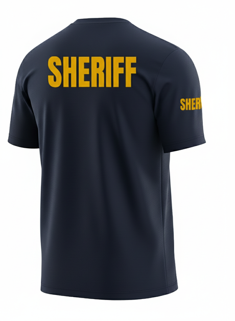 Navy Blue Sheriff Men's Shirt - Short Sleeve (Golden Yellow)