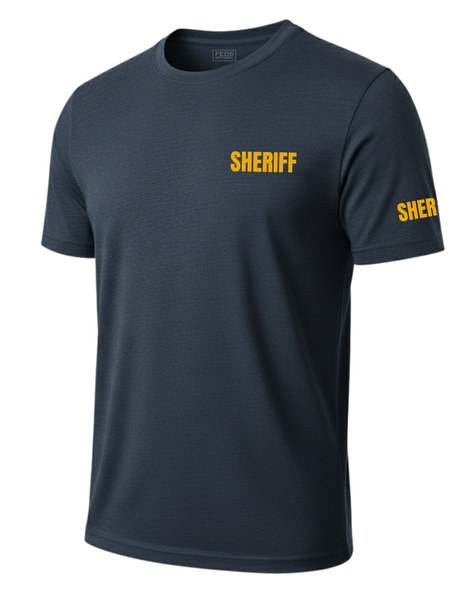 Navy Blue Sheriff Men's Shirt - Short Sleeve (Golden Yellow)
