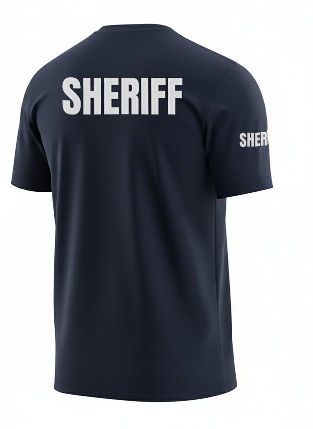 Navy Blue Sheriff Men's Shirt - Short Sleeve (Gray)