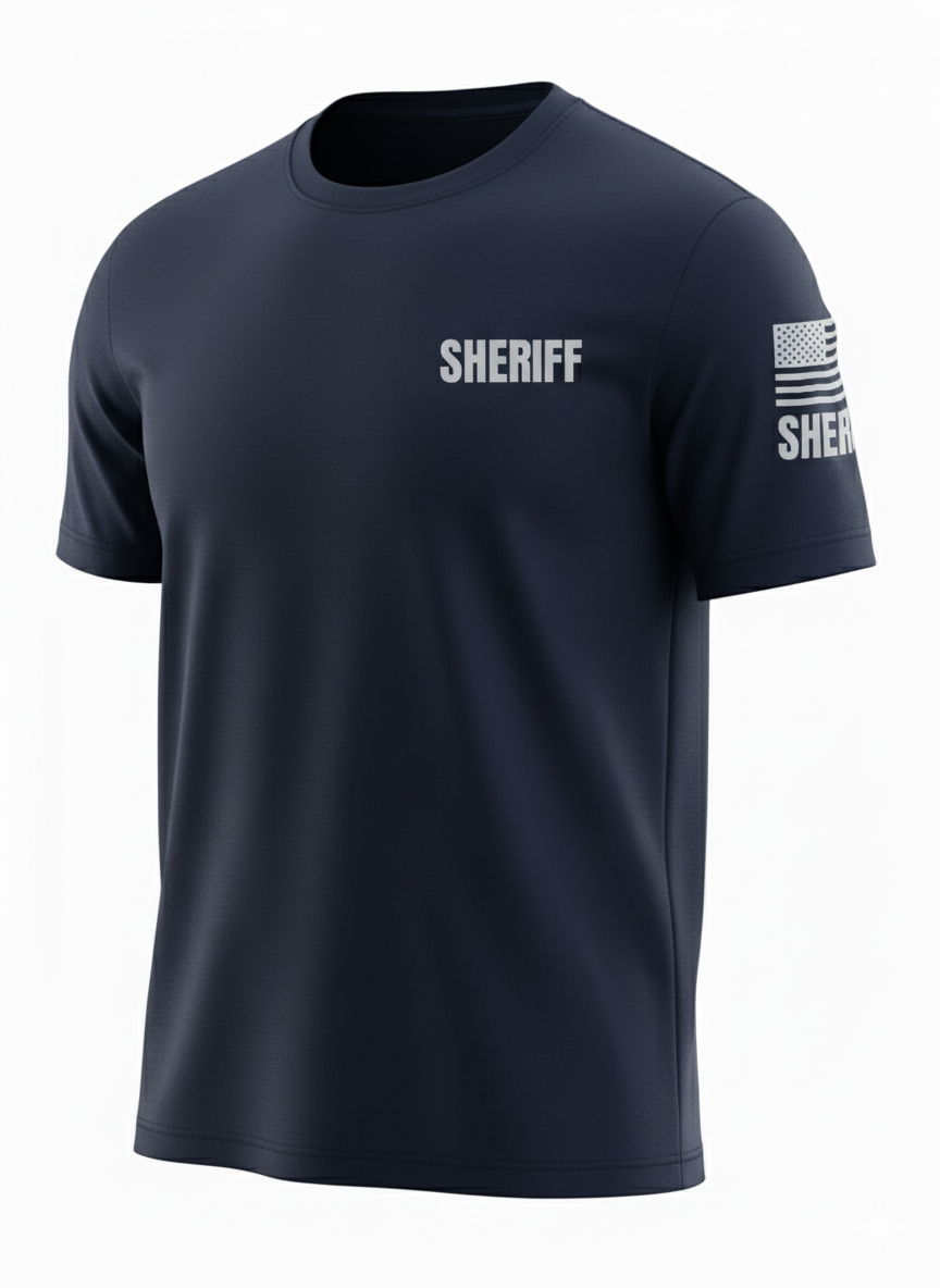 Navy Blue Sheriff Men's Shirt - Short Sleeve (Gray)