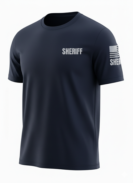 Navy Blue Sheriff Men's Shirt - Short Sleeve (Gray)