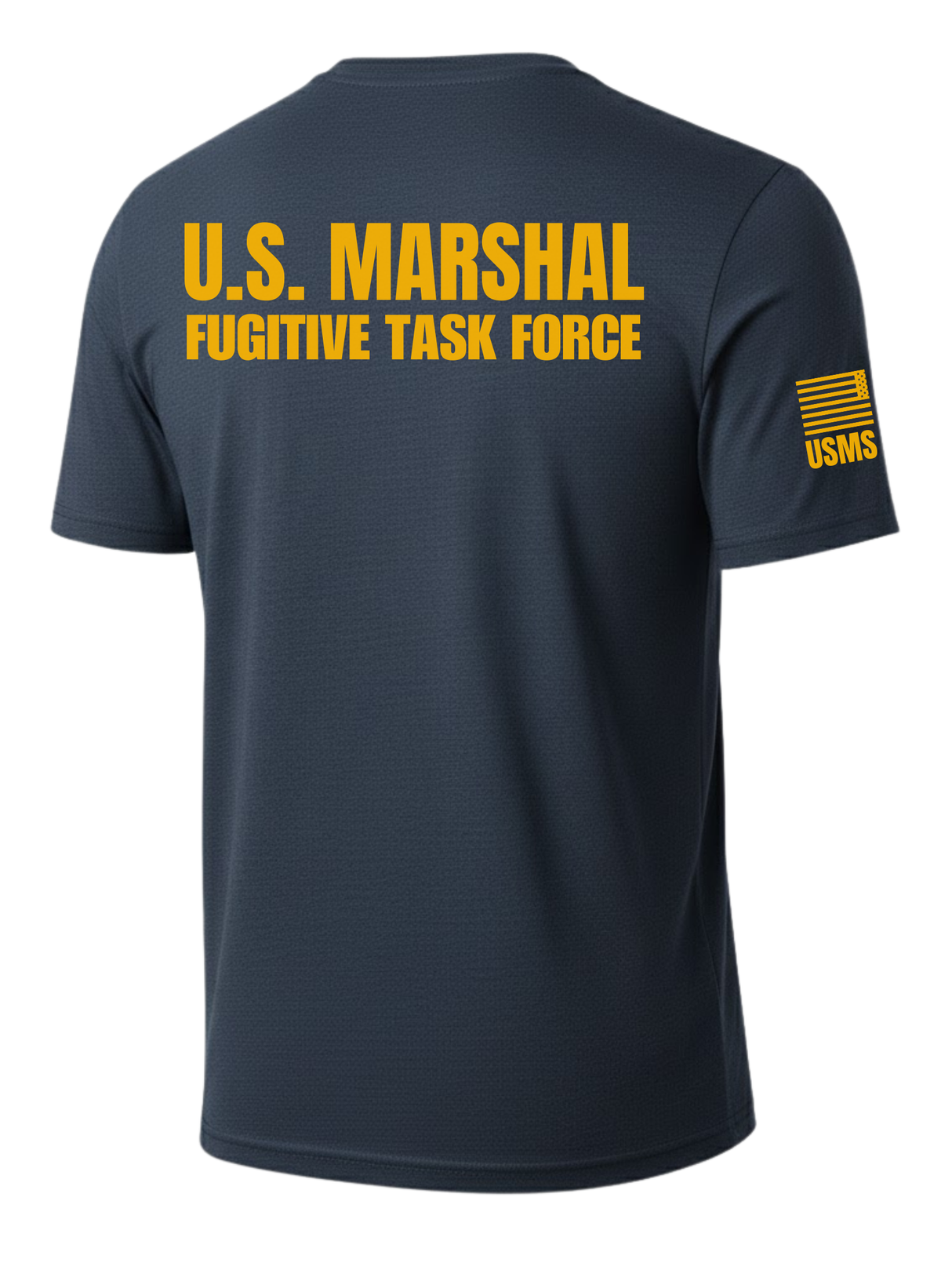 Navy Blue US Marshals Service USMS Men's Shirt - Short Sleeve (Golden Yellow)