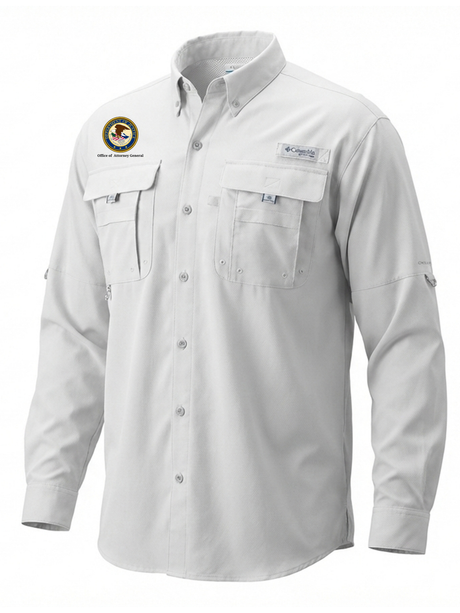 Office of The Attorney General (OAG) Men's Columbia Bahama™ II Button Up Long-Sleeve  White government employee uniform shirt