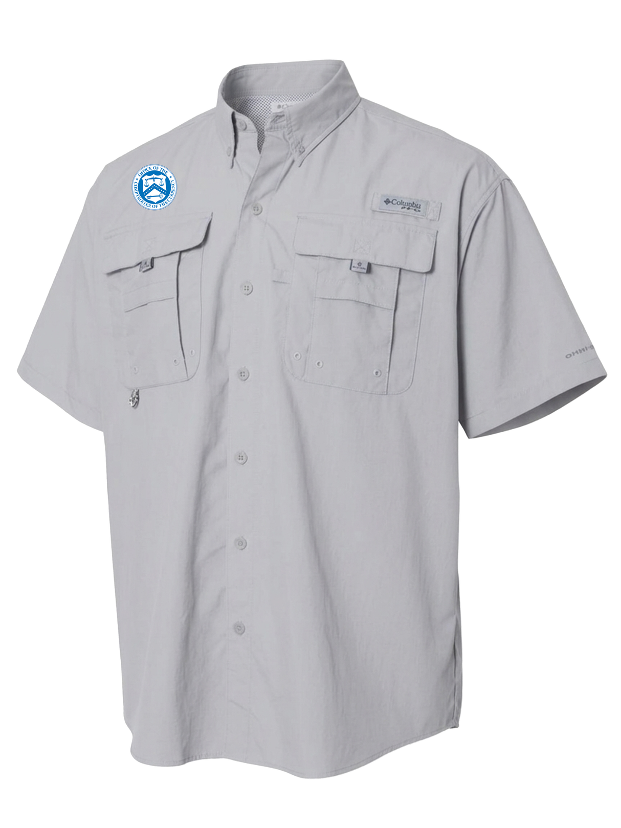 The Office of the Comptroller of the Currency (OCC) Men's Columbia Bahama™ II Button Up Short Sleeve  Cool Grey government employee uniform shirt