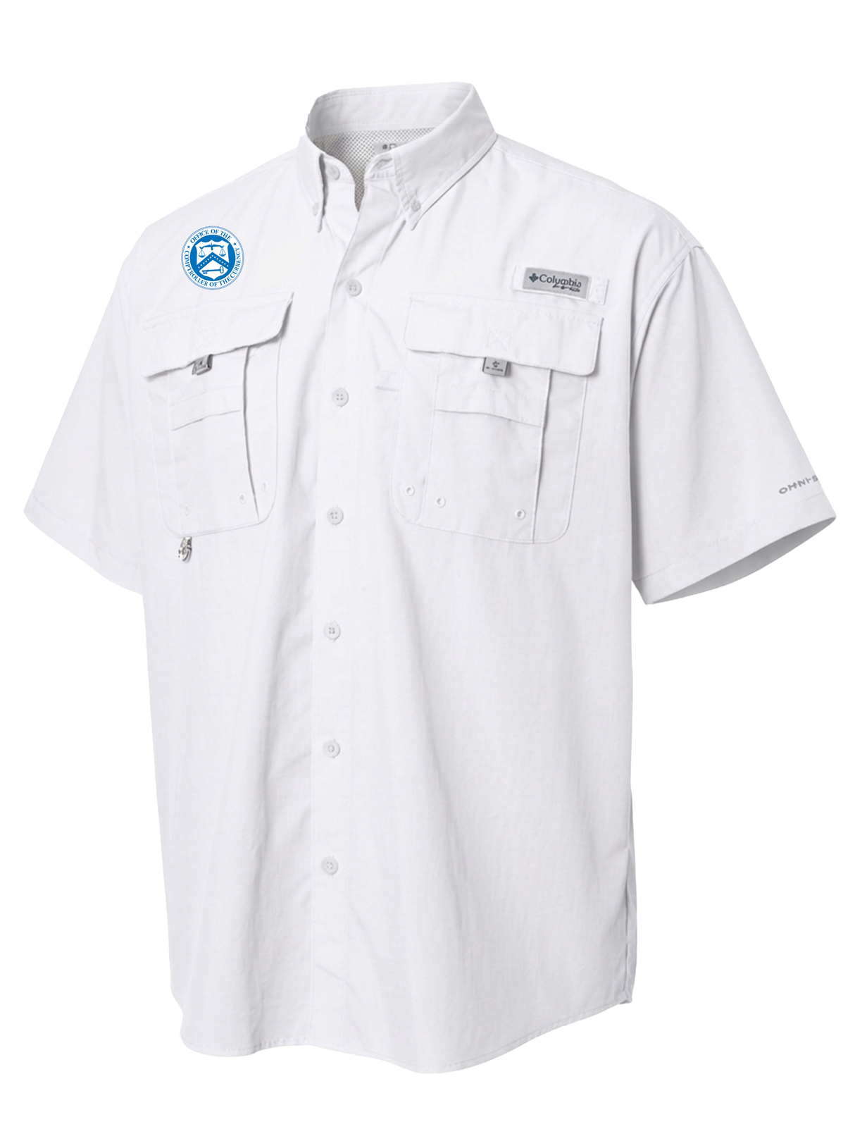 The Office of the Comptroller of the Currency (OCC) Men's Columbia Bahama™ II Button Up Short Sleeve  White government employee uniform shirt