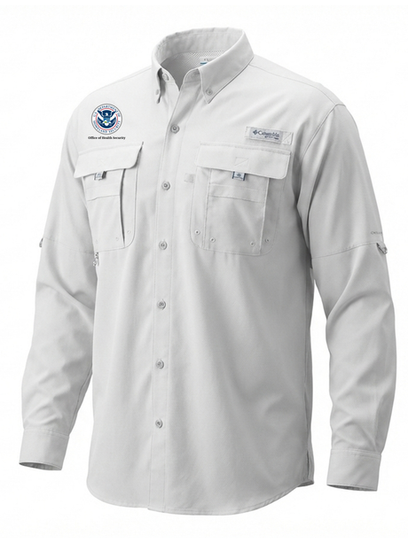 Office of Health Security (OHS) Men's Columbia Bahama™ II Button Up Long-Sleeve  White government employee uniform shirt