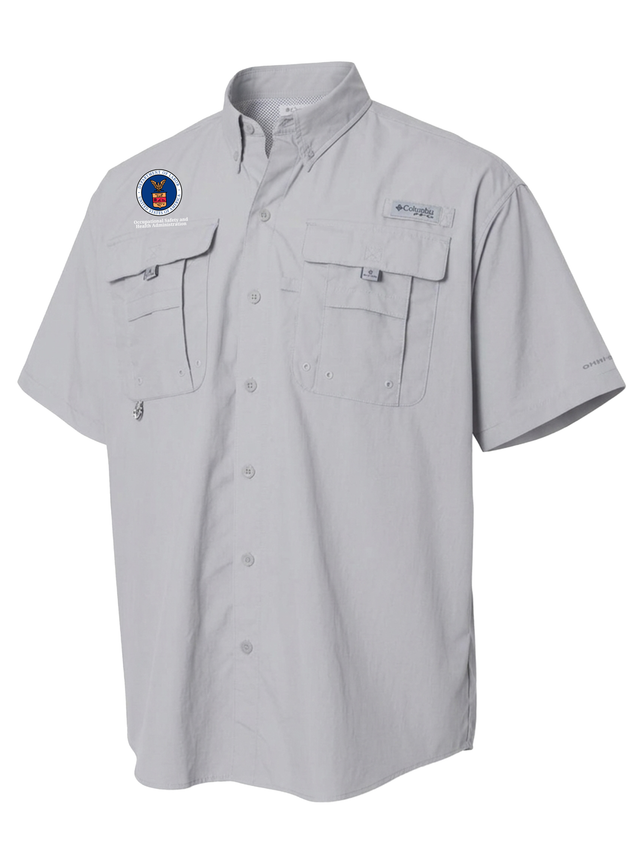 Occupational Safety and Health Administration (OSHA) Men's Columbia Bahama™ II Button Up Short Sleeve  Cool Grey government employee uniform shirt