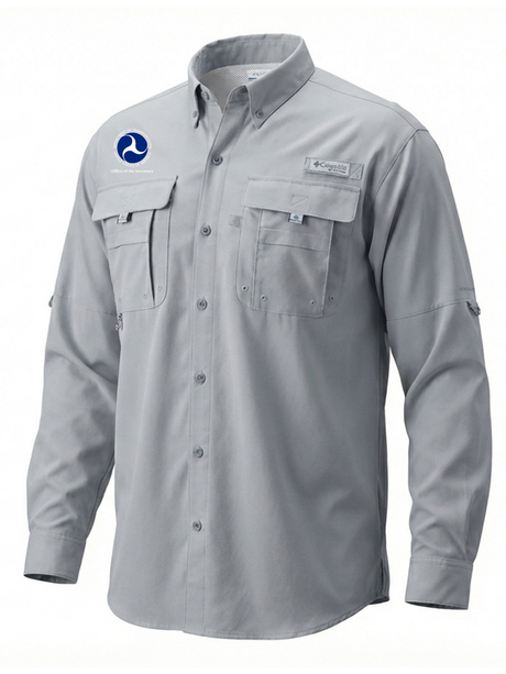 U.S. Department of Transportation Office of the Secretary (OST) Men's Columbia Bahama™ II Button Up Long-Sleeve  Cool Grey government employee uniform shirt