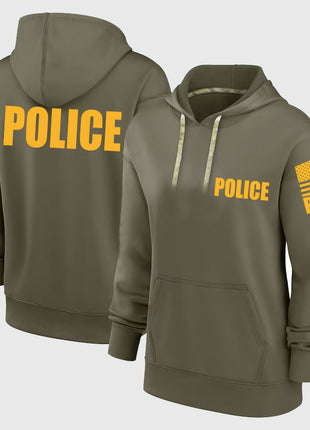 Drab Green Police Hoodie - Police Hoodie (Golden-Yellow)