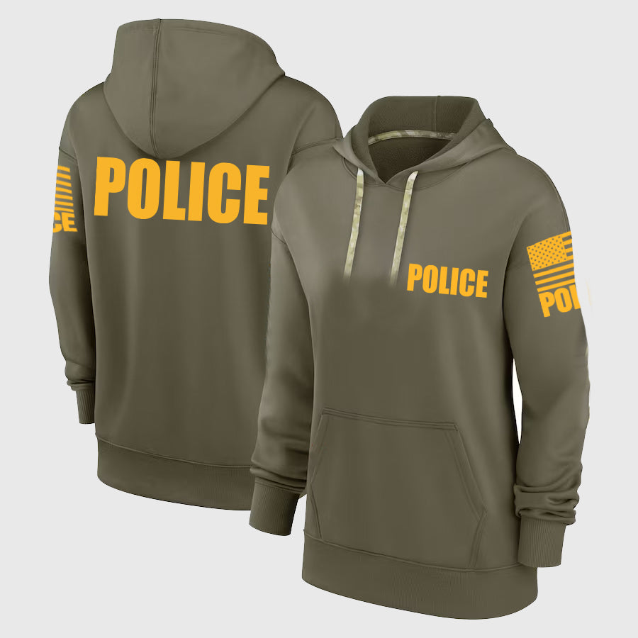 Drab Green Police Hoodie - Police Hoodie (Golden-Yellow)