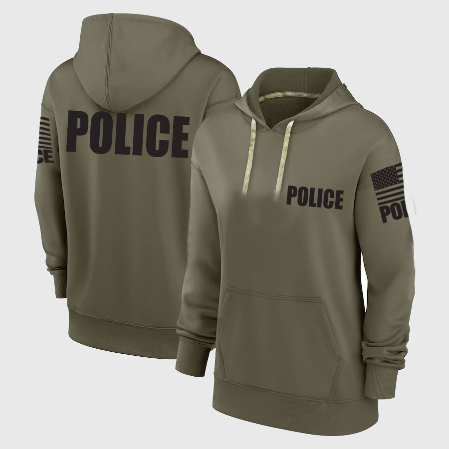 Drab Green Police Hoodie - Police Hoodie (Black)