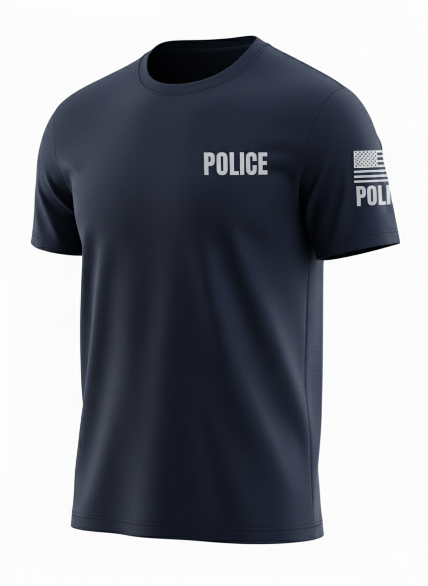 Navy Blue Police Men's Shirt - Short Sleeve (Gray)1