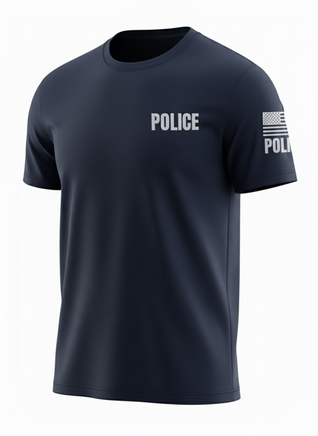 Navy Blue Police Men's Shirt - Short Sleeve (Gray)1