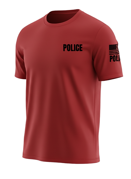 Red Police Men's Shirt - Short Sleeve (Black)