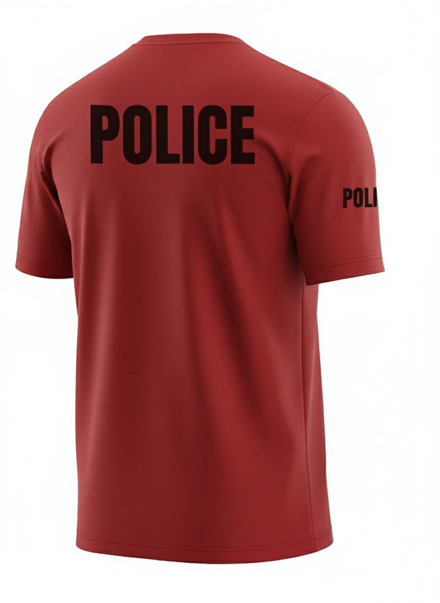 Red Police Men's Shirt - Short Sleeve (Black)