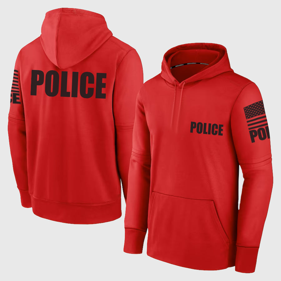 Red Police Hoodie - Police Hoodie (Black)