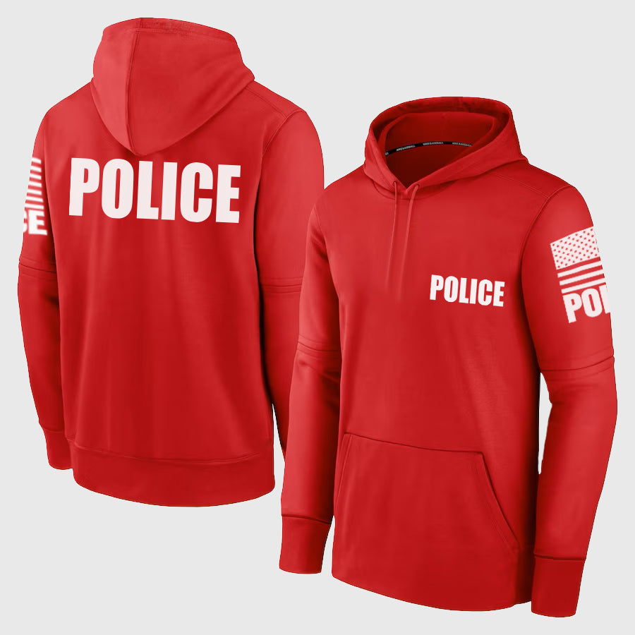 Red Police Hoodie - Police Hoodie (White)