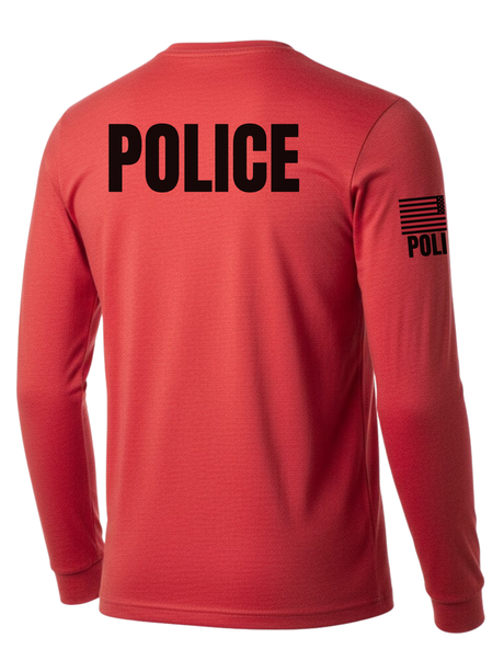 Red Police Men's Shirt - Long Sleeve (Black)