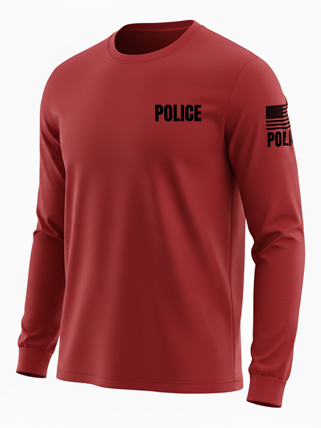 Red Police Men's Shirt - Long Sleeve (Black)1