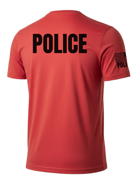 Red Police Men's Shirt - Short Sleeve (Black)