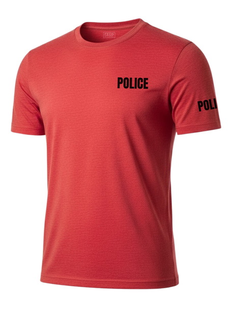 Red Police Men's Shirt - Short Sleeve (Black)