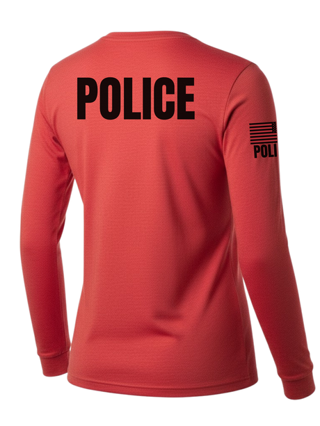 Red Police Women's Shirt - Long Sleeve (Black)