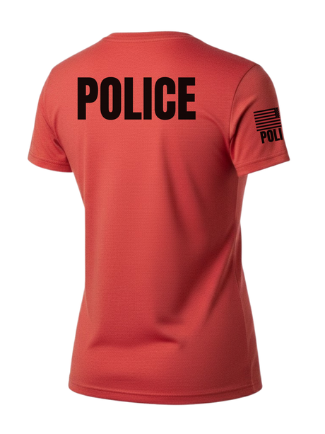 Red Police Women's Shirt - Short Sleeve (Black)