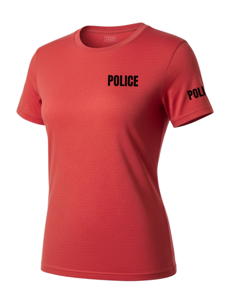 Red Police Women's Shirt - Short Sleeve (Black)