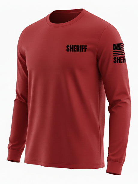 Red Sheriff Men's Shirt - Long Sleeve (Black)1