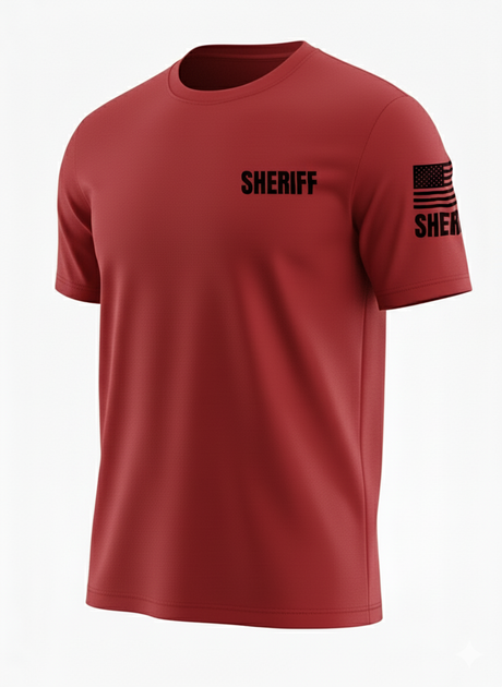 Red Sheriff Men's Shirt - Short Sleeve (Black)