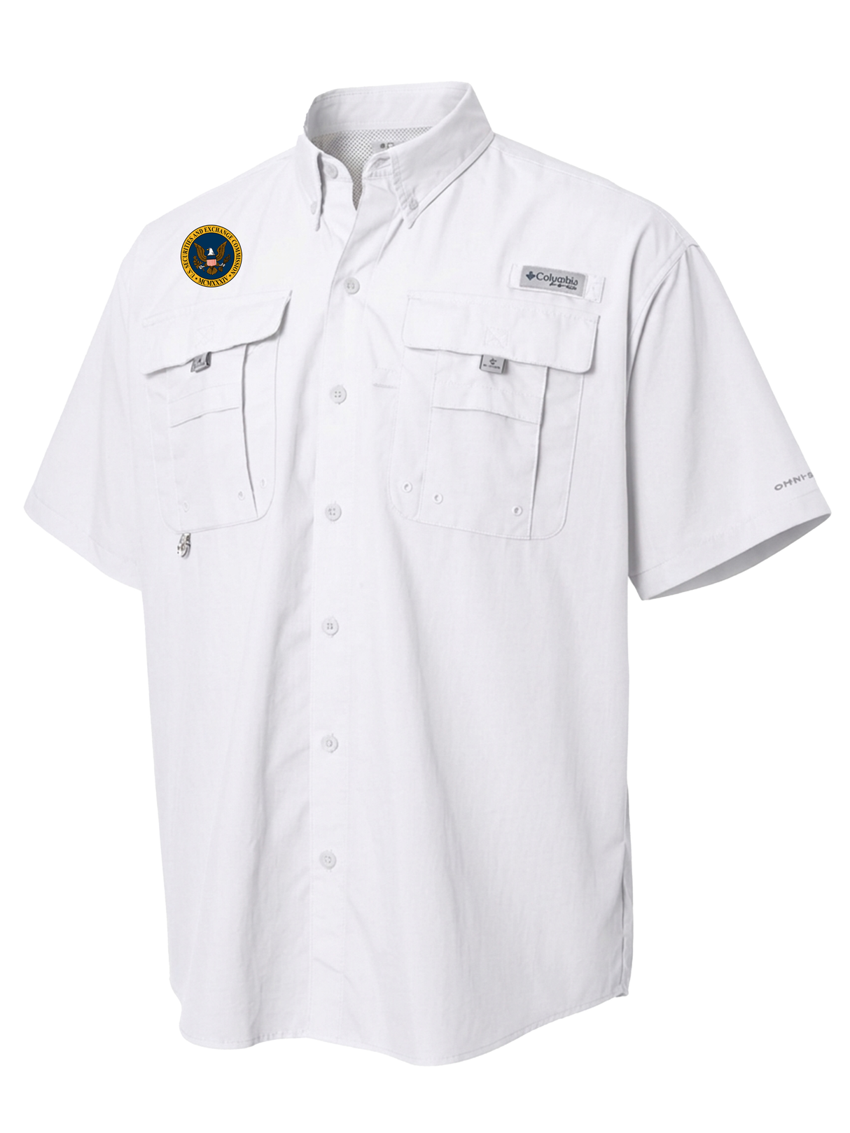 U.S. Securities and Exchange Commission (SEC) Men's Columbia Bahama™ II Button Up Short Sleeve  White government employee uniform shirt