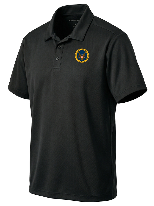 U.S. Securities and Exchange Commission (SEC) Men's Dri Fit Polo  Black government employee uniform shirt