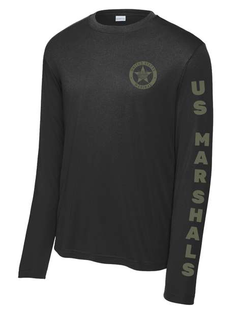 Sport-Tek® Black US Marshals Service USMS Fugitive Task Force Men's Shirt - Long Sleeve (Green)