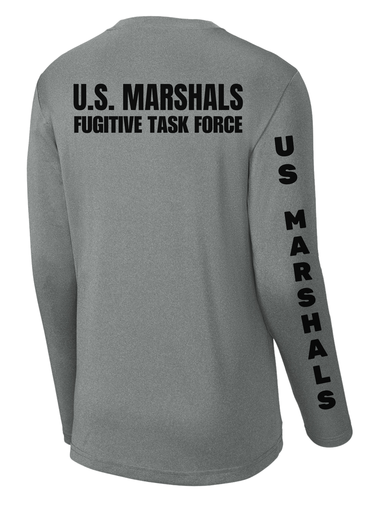 Sport-Tek® Gray US Marshals Service USMS Fugitive Task Force Men's Shirt - Long Sleeve (Black)