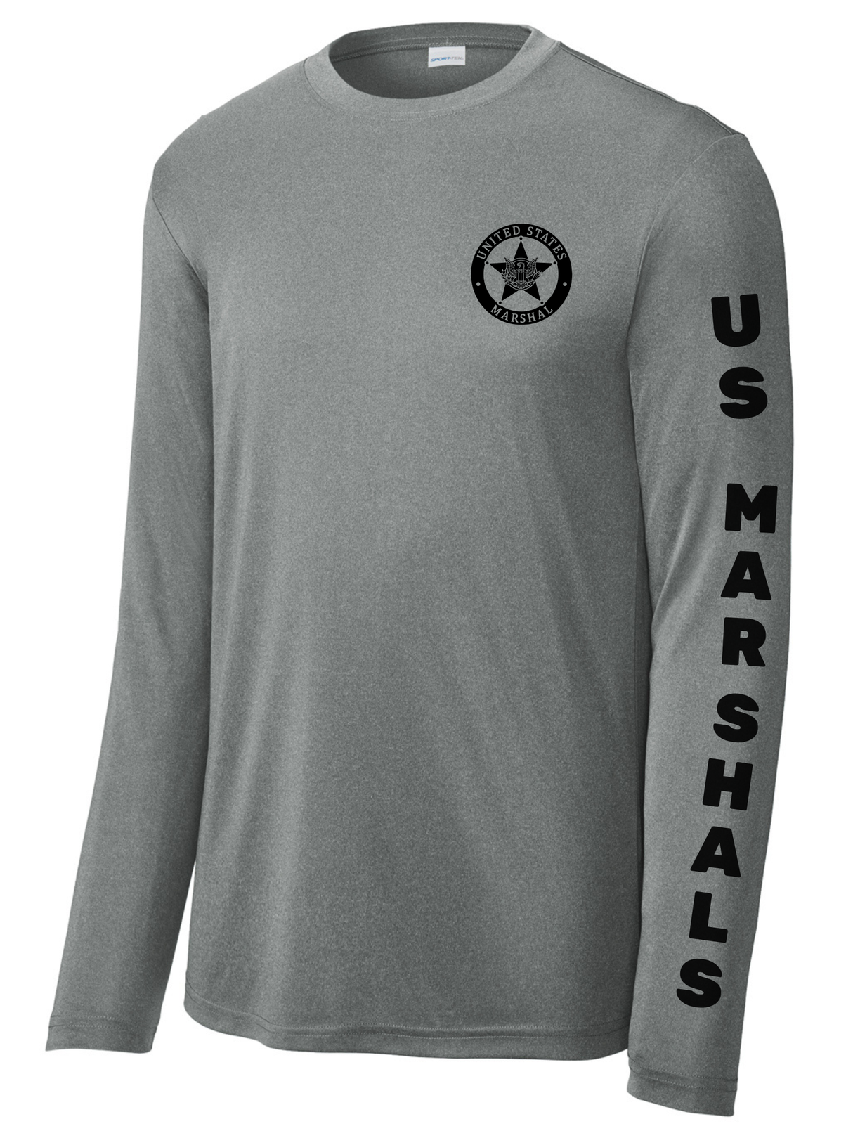 Sport-Tek® Gray US Marshals Service USMS Fugitive Task Force Men's Shirt - Long Sleeve (Black)