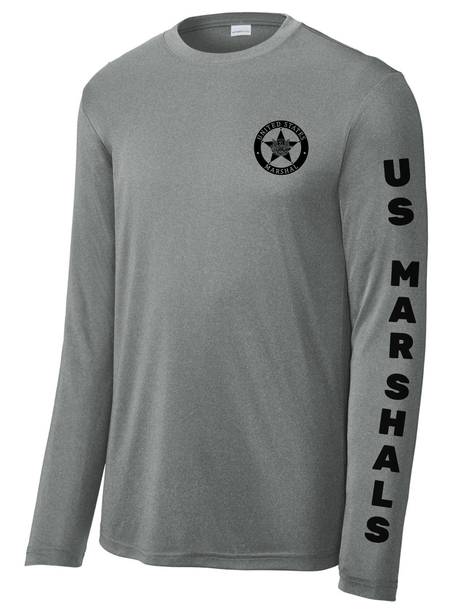 Sport-Tek® Gray US Marshals Service USMS Fugitive Task Force Men's Shirt - Long Sleeve (Black)